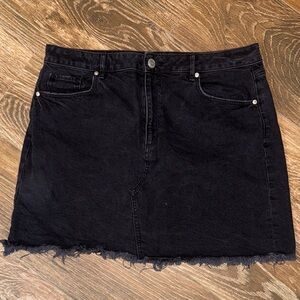 LOFT Black Frayed Hem Mini Skirt